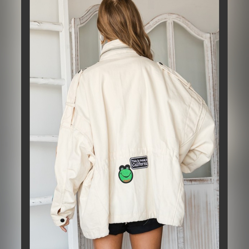 #64055 🛑L NEW! Boho Chic Trendy Smile Patchwork Jacket - Picture 4 of 6